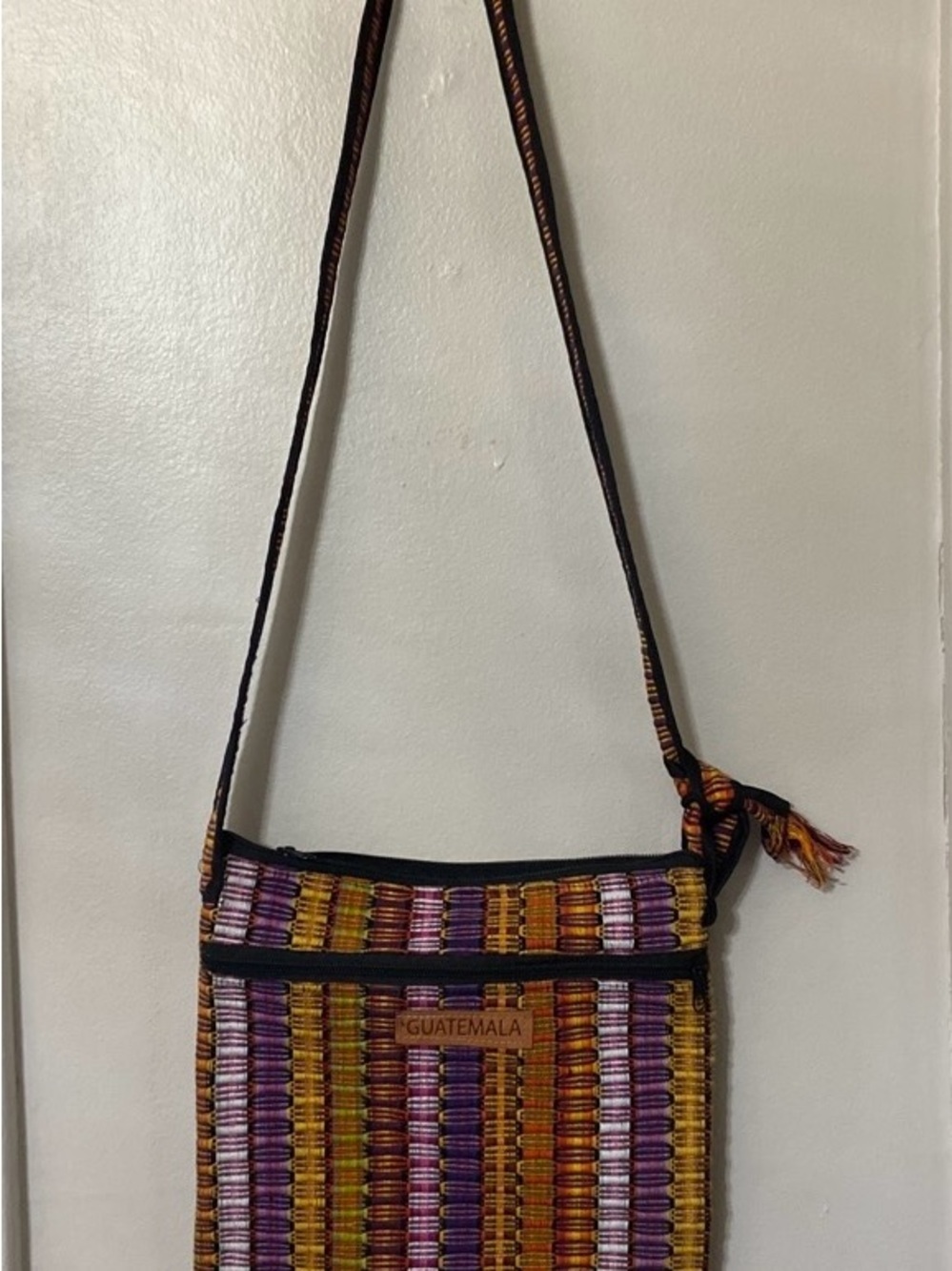 Guatemala Handwoven Crossbody Bag in Purple, Pink & Gold